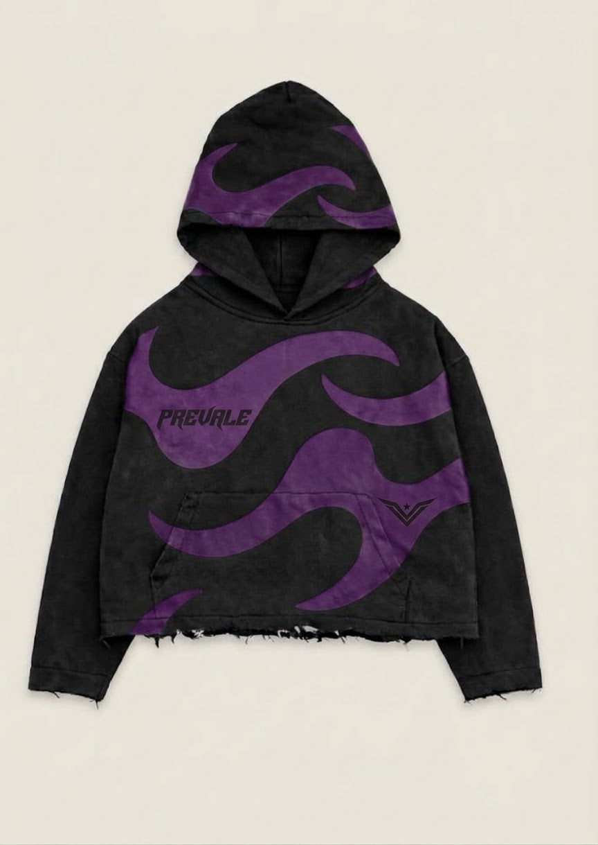 purple flame-patterned hoodie