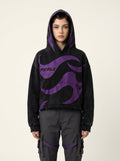 purple flame-patterned hoodie