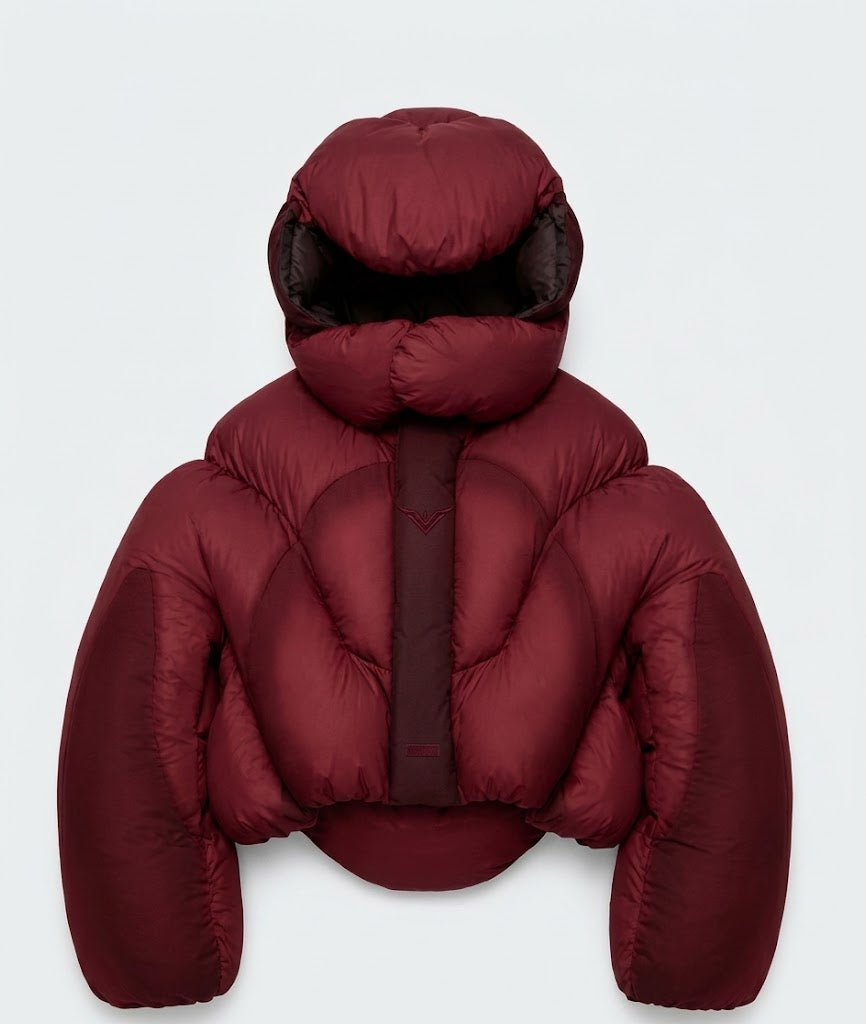 Deep Burgundy Red Puffer Jacket