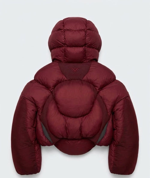 Deep Burgundy Red Puffer Jacket